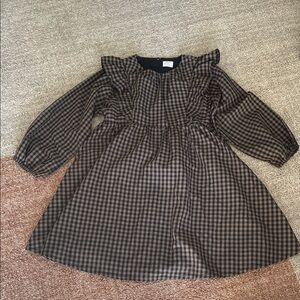 Crewcuts Brown Checkered Kids Dress size 10 J.Crew